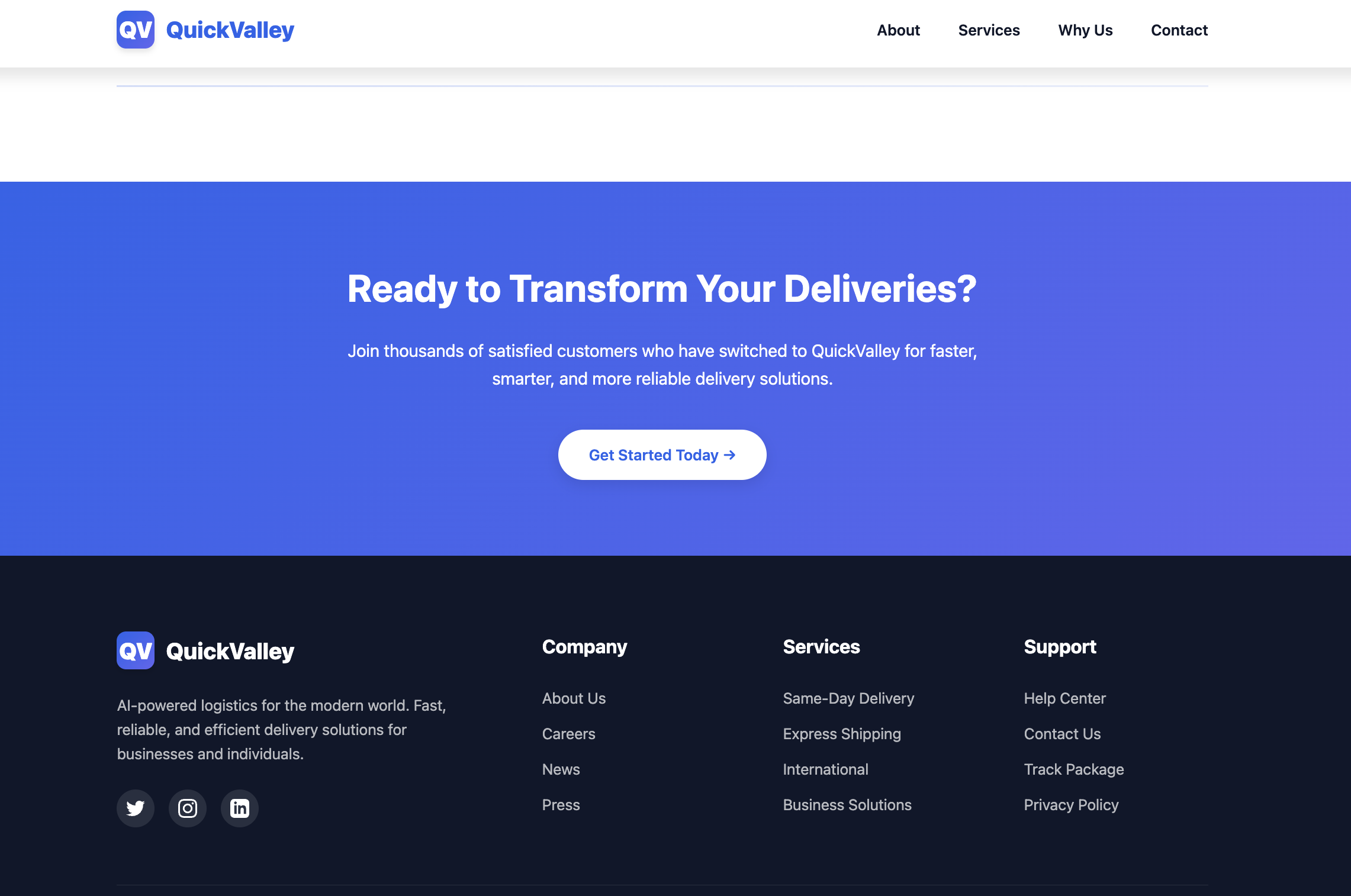 QuickValley Tracking Interface