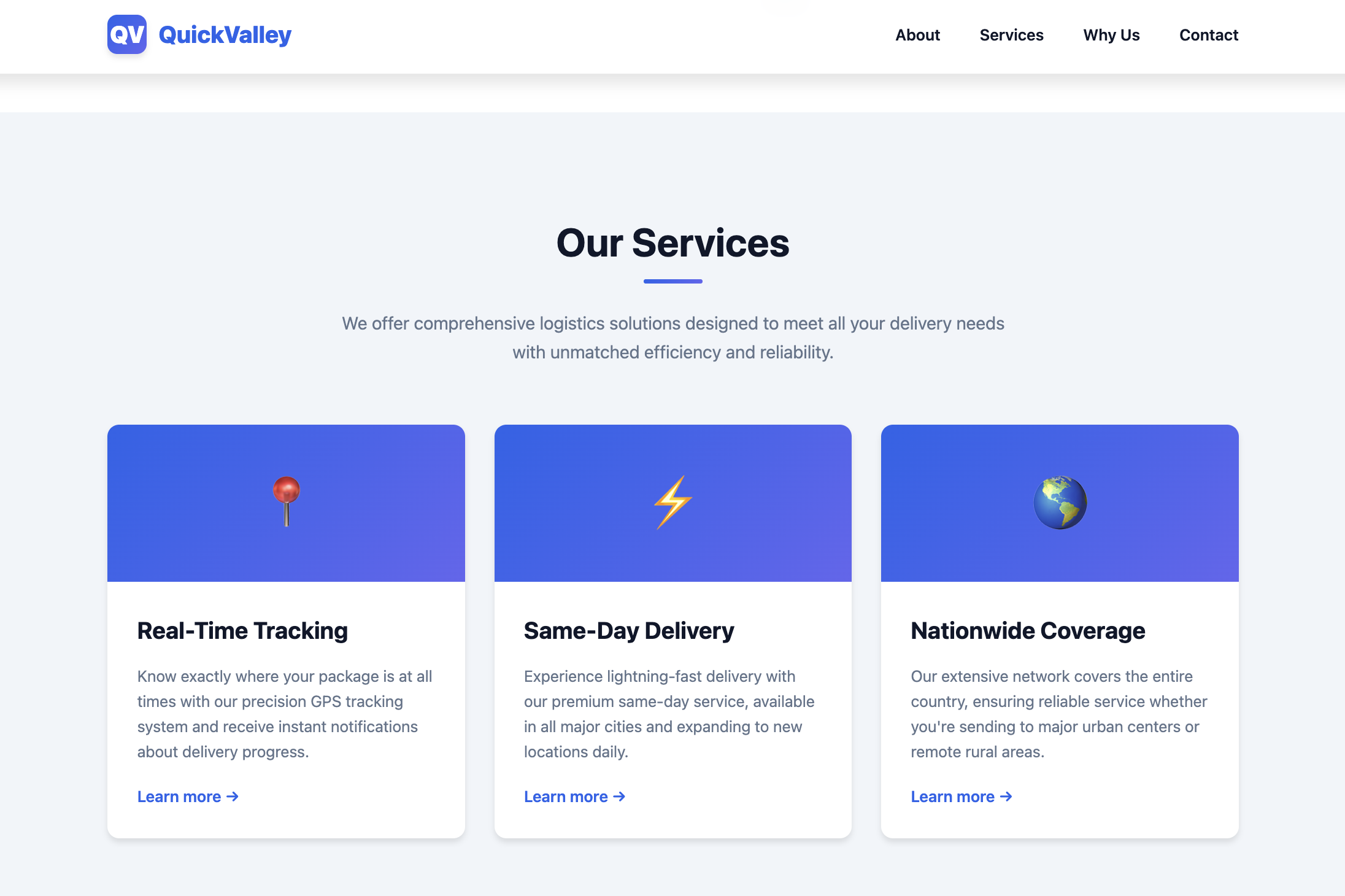 QuickValley Services Page